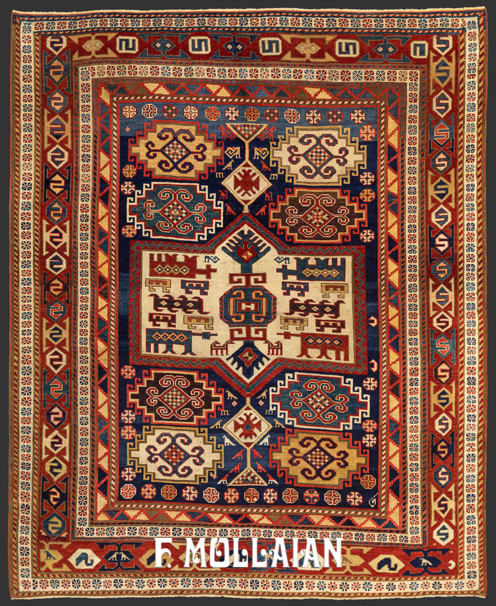 Tapis Kazakh Moghan Noué Main n°:54882943